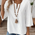 Women's Solid Color V-Neck Long Sleeve Simple Casual Blouse