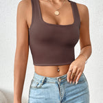 Square Collar Short Slim Vest