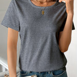Casual Women's Round Neck Short Sleeve Sports Pure Cotton T-shirt