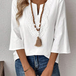 Women's Solid Color V-Neck Long Sleeve Simple Casual Blouse