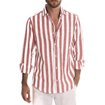 Men's Yarn-dyed Striped Casual Loose Long-sleeved Shirt