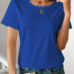 Casual Women's Round Neck Short Sleeve Sports Pure Cotton T-shirt
