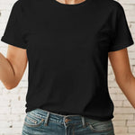 Casual Women's Round Neck Short Sleeve Sports Pure Cotton T-shirt