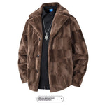 Fleece-lined Thick Mink Fur Coat With Large Size Lapel Casual Jacket