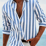 Men's Yarn-dyed Striped Casual Loose Long-sleeved Shirt