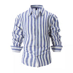 Men's Yarn-dyed Striped Casual Loose Long-sleeved Shirt