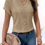 Summer Hollow Out Short-sleeved T-shirt Fashion Ethnic Style Tops Women's Clothing