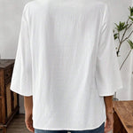 Women's Solid Color V-Neck Long Sleeve Simple Casual Blouse