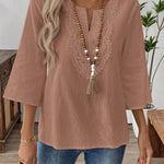 Women's Solid Color V-Neck Long Sleeve Simple Casual Blouse