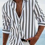 Men's Yarn-dyed Striped Casual Loose Long-sleeved Shirt